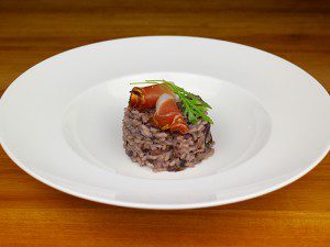 Radicchio-Risotto mit Südtiroler Speck